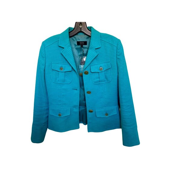 Zanella Blazer w/tags, Turquoise, Cotton Blend, Size 4 - Picture 2 of 7